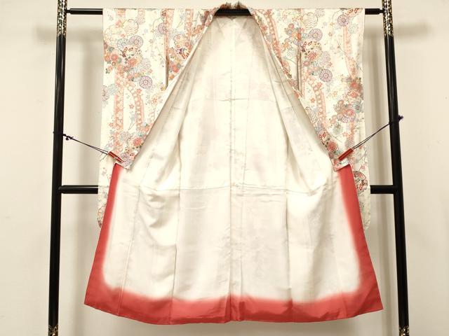 平和屋着物[]七五三　女の子　７歳　祝着　四つ身　雪輪重ね花蝶文　金彩　逸品　DABC5204ma