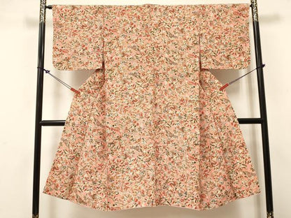 平和屋着物[]七五三　女の子　７歳　祝着　四つ身　葡萄蔦の葉文　枝花に休み鳥　逸品　DABC5205ma