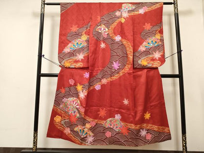 平和屋着物∵女の子　十三参り　子供　祝着　片輪車花蝶文　金彩　逸品　DABC5206ma