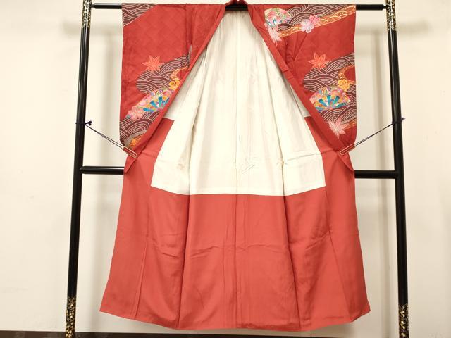 平和屋着物∵女の子　十三参り　子供　祝着　片輪車花蝶文　金彩　逸品　DABC5206ma