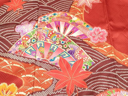 平和屋着物∵女の子　十三参り　子供　祝着　片輪車花蝶文　金彩　逸品　DABC5206ma