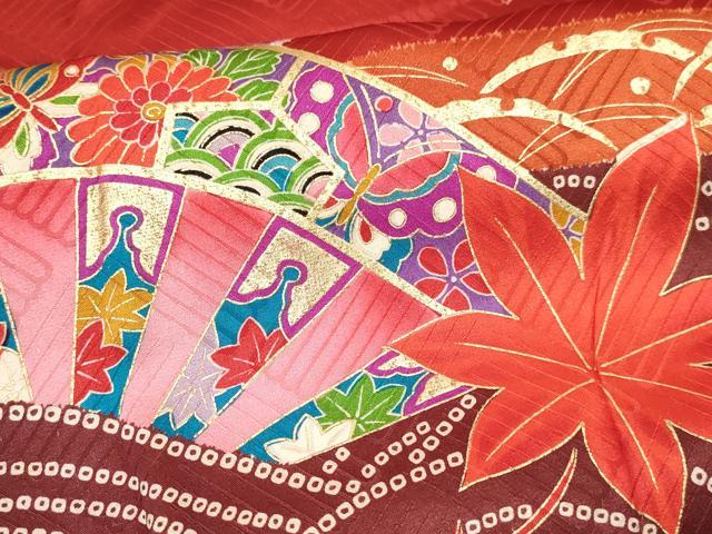 平和屋着物∵女の子　十三参り　子供　祝着　片輪車花蝶文　金彩　逸品　DABC5206ma