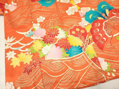 平和屋着物[]七五三　女の子　３歳　祝着　三つ身　花蝶文　金彩　逸品　DABC5208ma