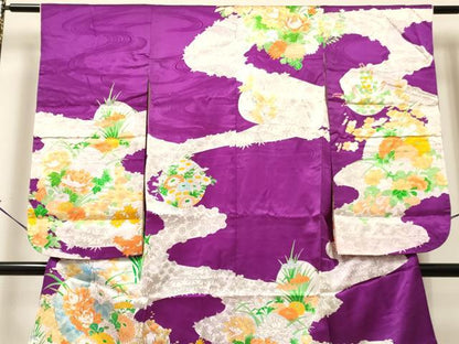 平和屋着物[]七五三　女の子　７歳　祝着　四つ身　駒刺繍　牡丹花丸文　金彩　逸品　DABC5210ma