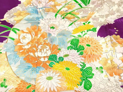 平和屋着物[]七五三　女の子　７歳　祝着　四つ身　駒刺繍　牡丹花丸文　金彩　逸品　DABC5210ma