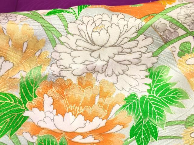平和屋着物[]七五三　女の子　７歳　祝着　四つ身　駒刺繍　牡丹花丸文　金彩　逸品　DABC5210ma