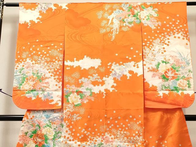 平和屋着物[]七五三　女の子　７歳　祝着　四つ身　駒刺繍　牡丹花文　金彩　逸品　DABC5211ma