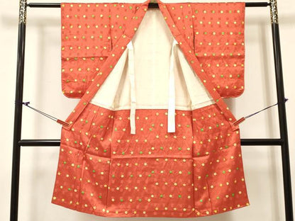 平和屋着物[]七五三　女の子　７歳　祝着　四つ身　絞り　丸文　逸品　DABC5216ma