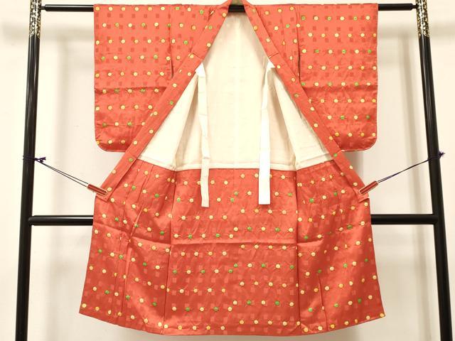 平和屋着物[]七五三　女の子　７歳　祝着　四つ身　絞り　丸文　逸品　DABC5216ma