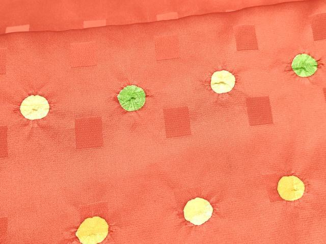 平和屋着物[]七五三　女の子　７歳　祝着　四つ身　絞り　丸文　逸品　DABC5216ma