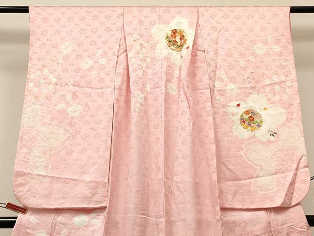 平和屋着物[]七五三　女の子　７歳　祝着　四つ身　駒刺繍　絞り　鞠花文　金彩　逸品　DABC5219ma