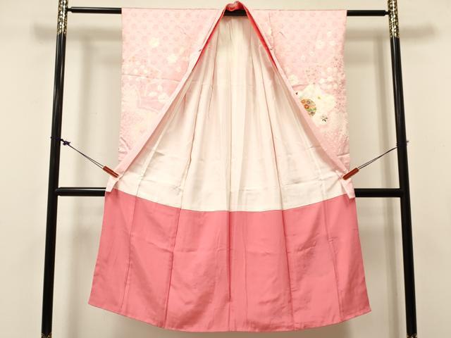 平和屋着物[]七五三　女の子　７歳　祝着　四つ身　駒刺繍　絞り　鞠花文　金彩　逸品　DABC5219ma