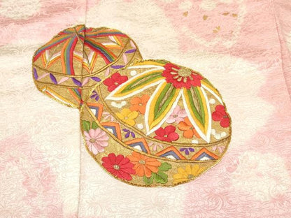 平和屋着物[]七五三　女の子　７歳　祝着　四つ身　駒刺繍　絞り　鞠花文　金彩　逸品　DABC5219ma