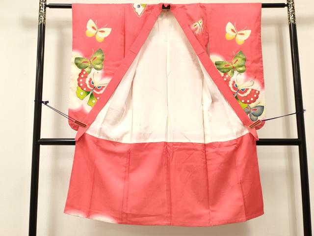 平和屋着物[]七五三　女の子　７歳　祝着　四つ身　駒刺繍　舞蝶文　金銀彩　逸品　DABC5222ma
