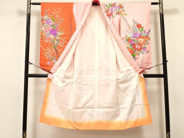 平和屋着物[]七五三　女の子　７歳　祝着　四つ身　草花文　金彩　逸品　DABC5227ma