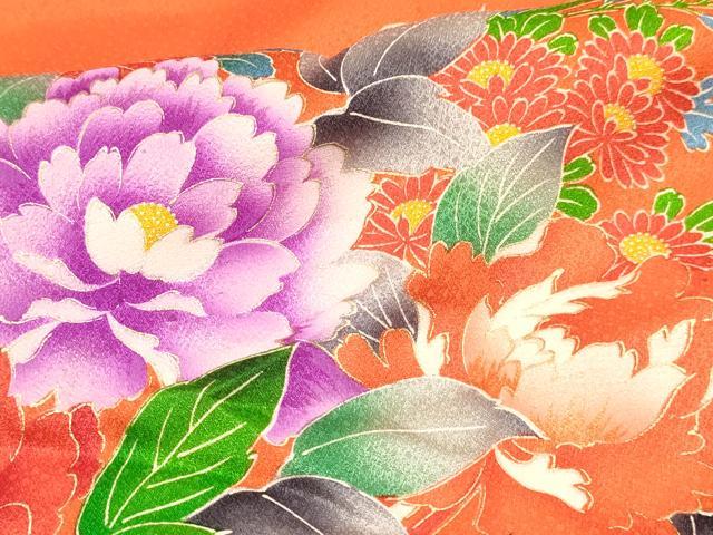 平和屋着物[]七五三　女の子　７歳　祝着　四つ身　草花文　金彩　逸品　DABC5227ma