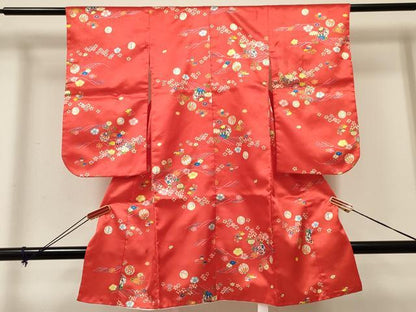 平和屋着物[]七五三　女の子　３歳　祝着　三つ身　鞠花文　逸品　DABC5236ma
