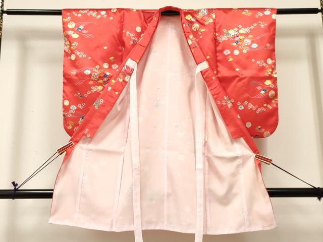平和屋着物[]七五三　女の子　３歳　祝着　三つ身　鞠花文　逸品　DABC5236ma