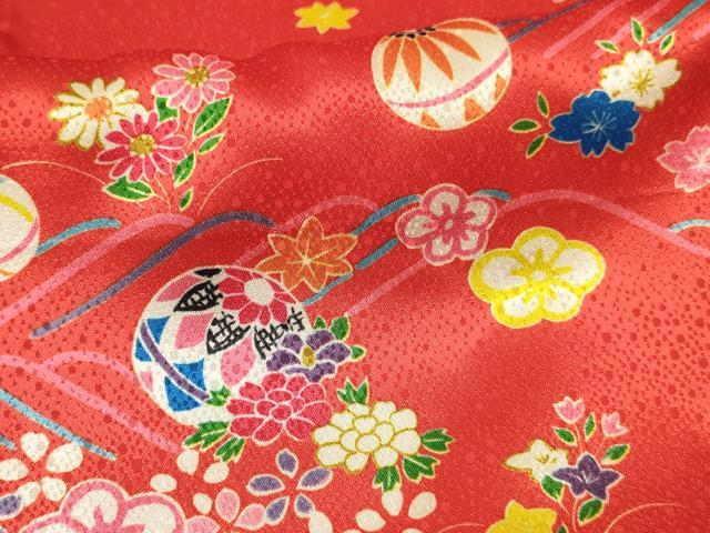 平和屋着物[]七五三　女の子　３歳　祝着　三つ身　鞠花文　逸品　DABC5236ma