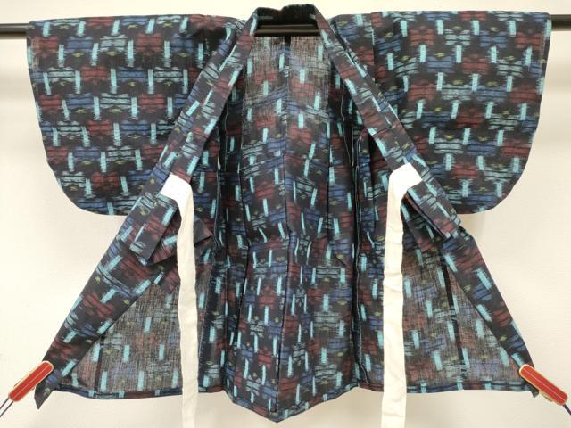 平和屋着物[]久留米絣　単衣　女の子　子供　３歳　絣文様　綿　逸品　DABC5238ma