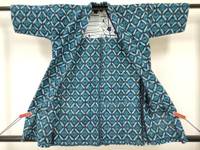 平和屋着物[]久留米絣　単衣　女の子　子供　３歳　絣文様　綿　逸品　DABC5239ma