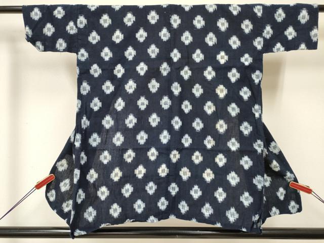 平和屋着物[]久留米絣　単衣　女の子　子供　３歳　絣文様　綿　逸品　DABC5240ma
