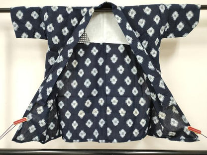 平和屋着物[]久留米絣　単衣　女の子　子供　３歳　絣文様　綿　逸品　DABC5240ma