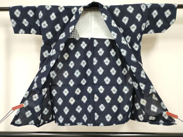 平和屋着物[]久留米絣　単衣　女の子　子供　３歳　絣文様　綿　逸品　DABC5240ma