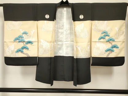 平和屋着物[]七五三 男の子 子供 羽織 駒刺繍 鷹 鷲 龍 兜 松文 金彩 DABC5242ma