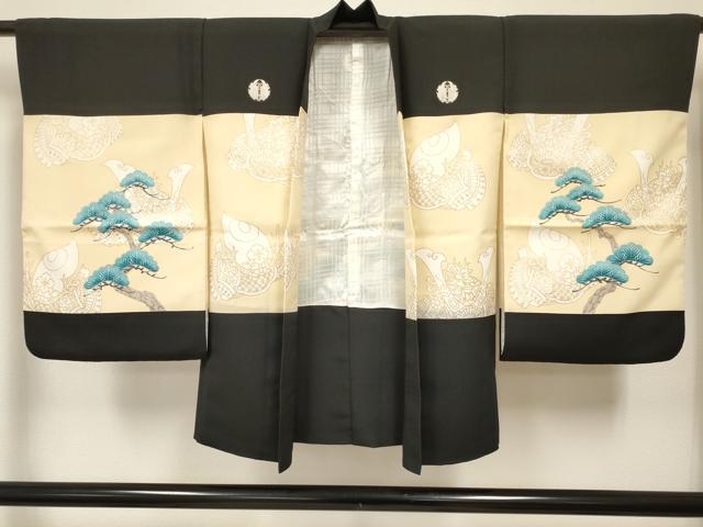 平和屋着物[]七五三 男の子 子供 羽織 駒刺繍 鷹 鷲 龍 兜 松文 金彩 DABC5242ma