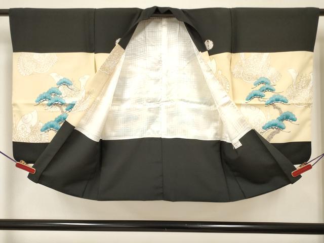 平和屋着物[]七五三　男の子　子供　羽織　駒刺繍　鷹　鷲　龍　兜　松文　金彩　DABC5242ma