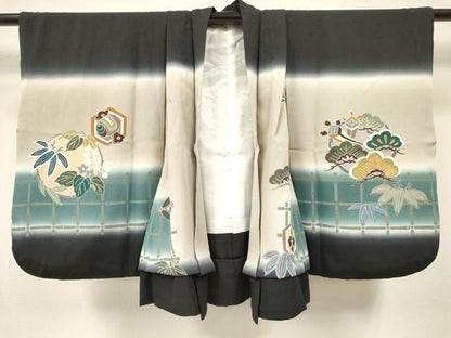 平和屋着物[]七五三 男の子 子供 羽織 龍 兜 笹松文 暈し染め 金銀彩 逸品 DABC5243ma