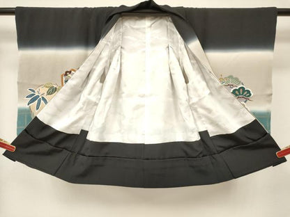 平和屋着物[]七五三　男の子　子供　羽織　龍　兜　笹松文　暈し染め　金銀彩　逸品　DABC5243ma