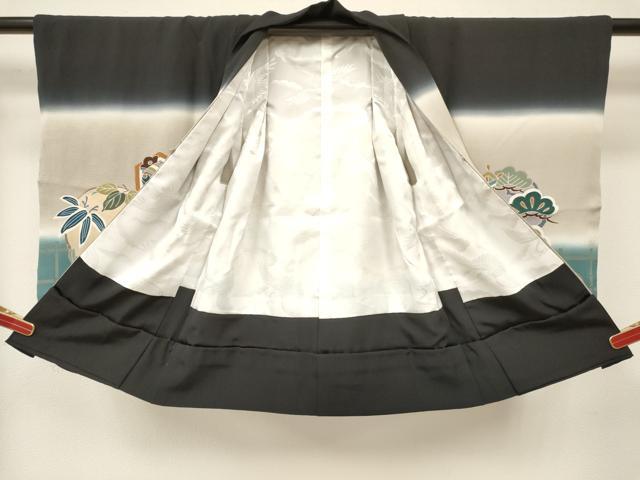 平和屋着物[]七五三　男の子　子供　羽織　龍　兜　笹松文　暈し染め　金銀彩　逸品　DABC5243ma