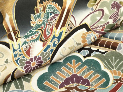 平和屋着物[]七五三 男の子 子供 羽織 龍 兜 笹松文 暈し染め 金銀彩 逸品 DABC5243ma
