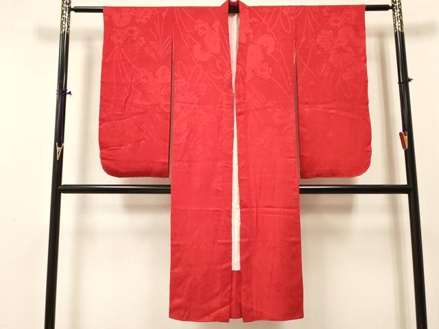 平和屋着物[]女の子　子供　長襦袢　袷　草花地紋　猩々緋色　逸品　DABC5246ma