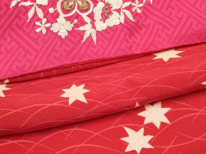 平和屋着物[]女の子　子供　長襦袢　袷　芝楓文　半衿刺繍　逸品　DABC5247ma