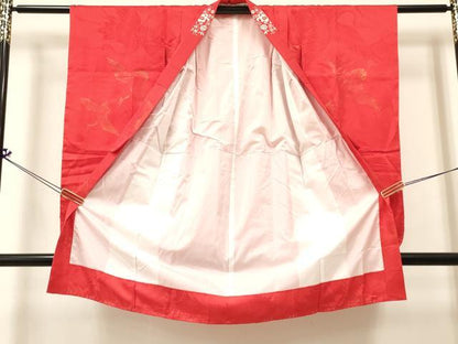 平和屋着物[]アンティーク 大正ロマン 女の子 子供 長襦袢 袷 飛鶴松文 半衿刺繍 逸品 DABC5248ma