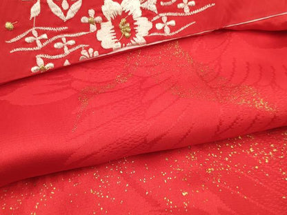 平和屋着物[]アンティーク　大正ロマン　女の子　子供　長襦袢　袷　飛鶴松文　半衿刺繍　逸品　DABC5248ma