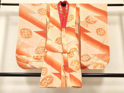 平和屋着物[]女の子 子供 長襦袢 無双仕立て 七宝花文 暈し染め 半衿刺繍 逸品 DABC5251ma