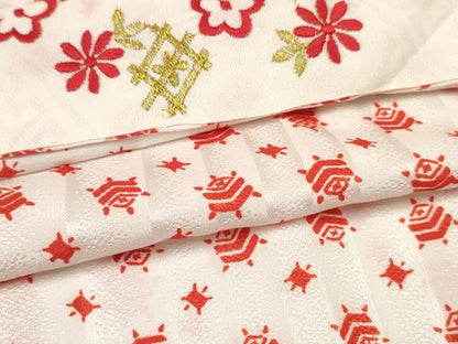 平和屋着物[]女の子　子供　長襦袢　無双仕立て　糸車　半衿刺繍　洗える着物　DABC5252ma