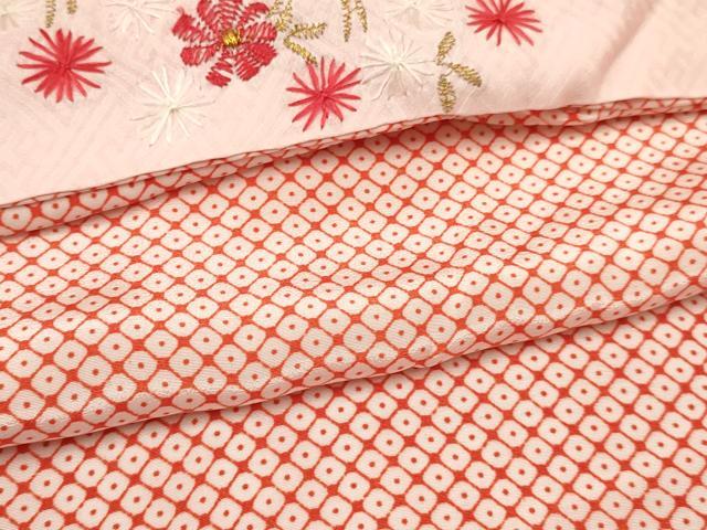 平和屋着物[]女の子　子供　長襦袢　無双仕立て　鹿の子文様　半衿刺繍　洗える着物　DABC5253ma