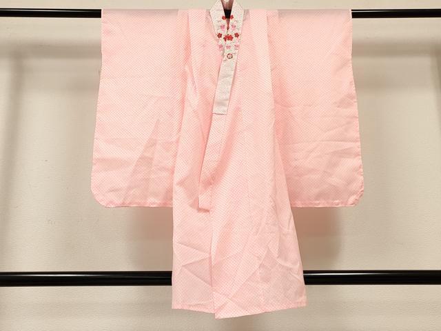 平和屋着物[]女の子　子供　長襦袢　単衣　鹿の子文様　半衿刺繍　洗える着物　DABC5254ma