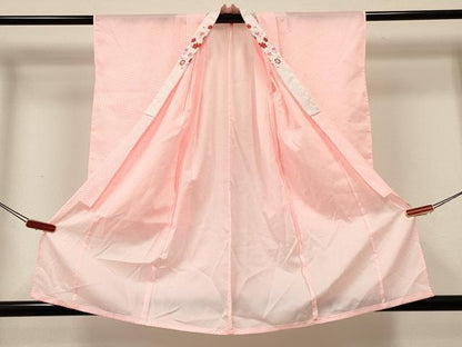 平和屋着物[]女の子　子供　長襦袢　単衣　鹿の子文様　半衿刺繍　洗える着物　DABC5254ma