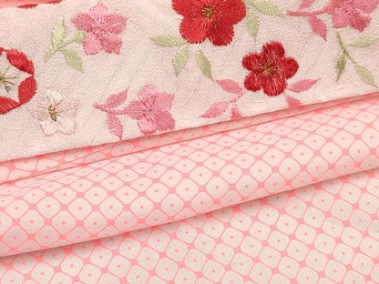 平和屋着物[]女の子　子供　長襦袢　単衣　鹿の子文様　半衿刺繍　洗える着物　DABC5254ma