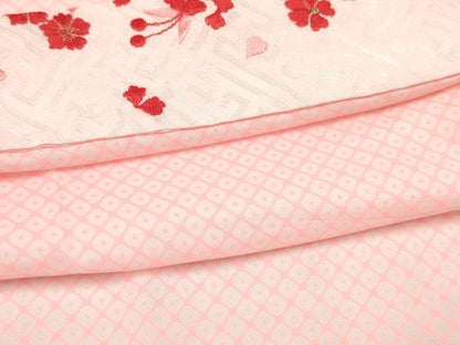 平和屋着物[]女の子　子供　長襦袢　単衣　鹿の子文様　半衿刺繍　洗える着物　DABC5258ma