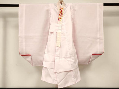 平和屋着物[]女の子　子供　長襦袢　袷　薄桜色　半衿刺繍　DABC5261ma