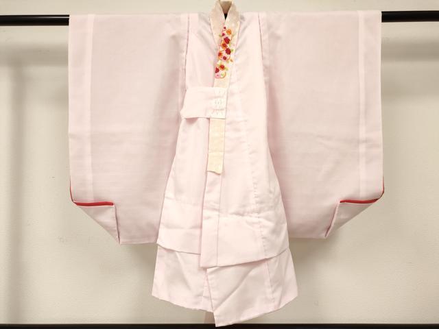 平和屋着物[]女の子　子供　長襦袢　袷　薄桜色　半衿刺繍　DABC5261ma
