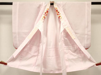 平和屋着物[]女の子　子供　長襦袢　袷　薄桜色　半衿刺繍　DABC5261ma
