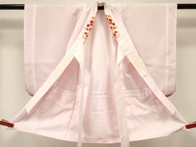 平和屋着物[]女の子　子供　長襦袢　袷　薄桜色　半衿刺繍　DABC5261ma